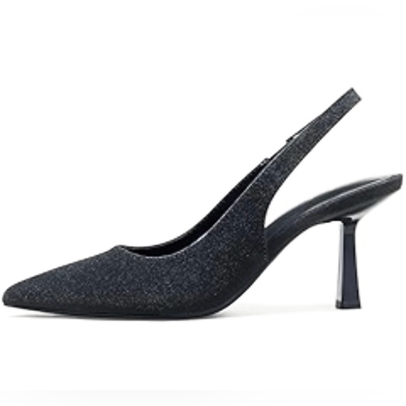 Elisabet Tang Denim Jean Pointed Slingback Kitten Heels Dark Blue TES403-8 10 - Picture 1 of 11